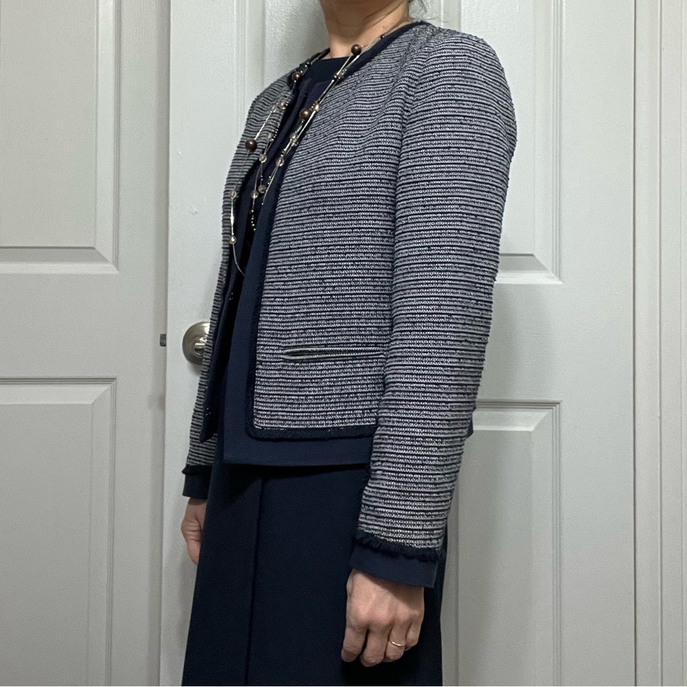 Ann Taylor Tweed Crew Neck Jacket